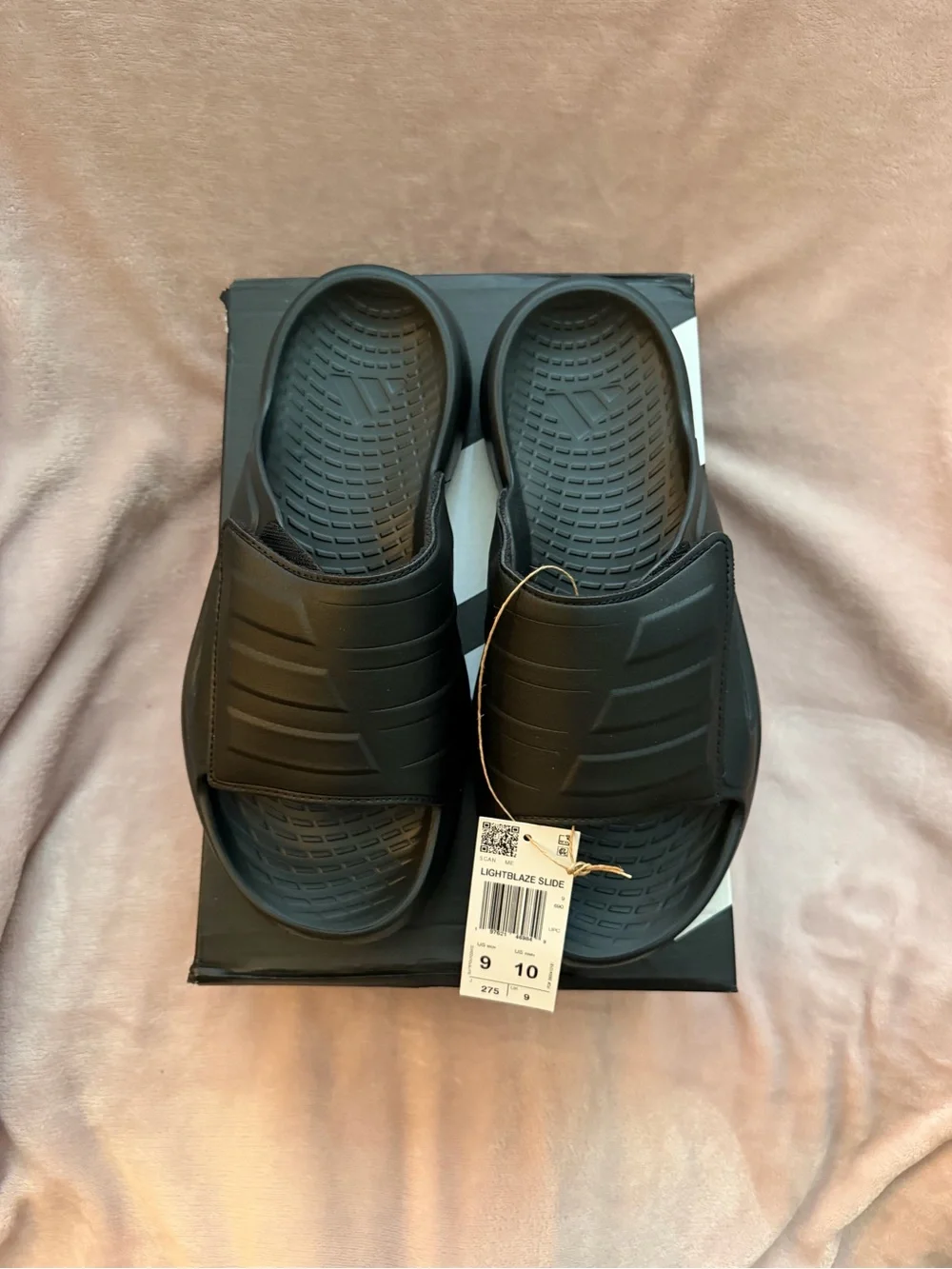 adidas All-Black Lightblaze Slide with Velcro Strap